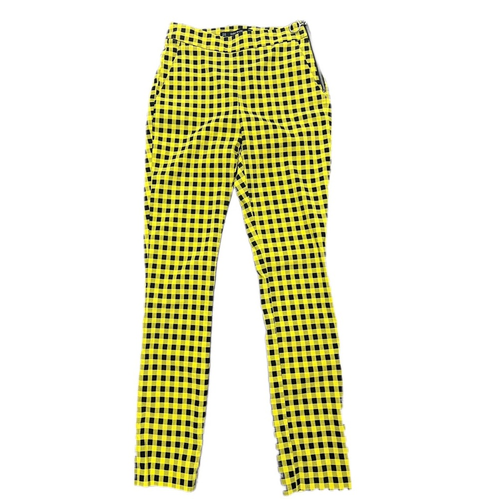 Zara Basic Emo Punk Yellow and Black Checkered Pants Size x-small